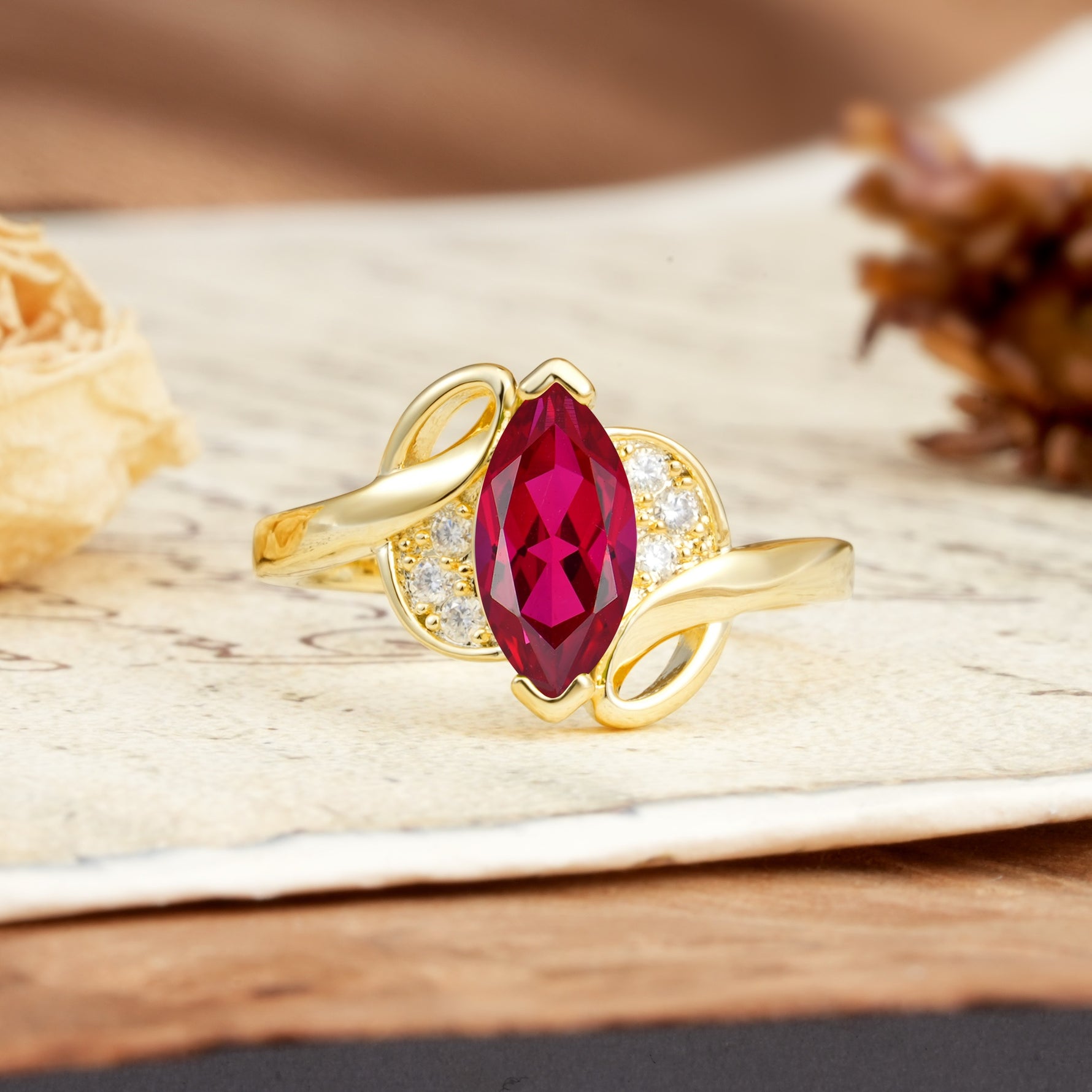 Natural Inspiration 2-Prong Marquise Cut Ruby Engagement Ring - Additional view