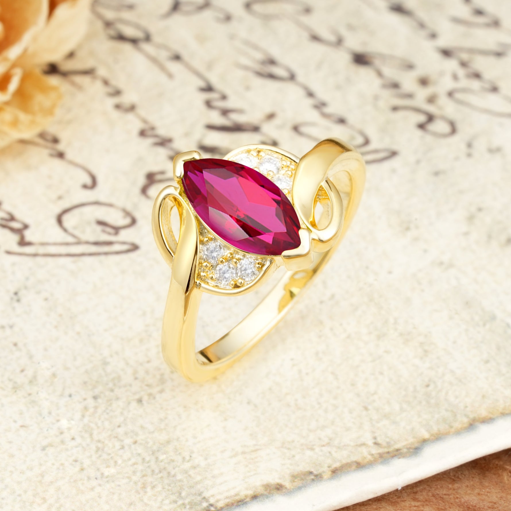 Natural Inspiration 2-Prong Marquise Cut Ruby Engagement Ring - Additional view