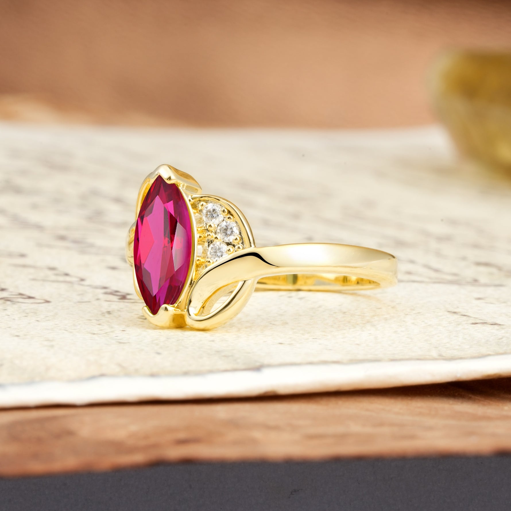 Natural Inspiration 2-Prong Marquise Cut Ruby Engagement Ring - Additional view