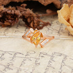 Uniquely Luxurious, Wrapped-Setting, 2-Prong Marquise Cut Citrine Engagement Ring - Additional view