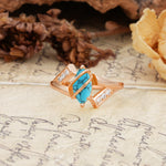 Uniquely Luxurious, Wrapped-Setting, 2-Prong Marquise Cut Turquoise Engagement Ring - Additional view
