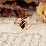 Uniquely Luxurious, Wrapped-Setting, 2-Prong Marquise Cut Black Onyx Engagement Ring - Additional view