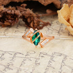 Uniquely Luxurious, Wrapped-Setting, 2-Prong Marquise Cut Emerald Engagement Ring - Additional view