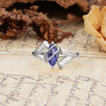 Uniquely Luxurious, Wrapped-Setting, 2-Prong Marquise Cut Tanzanite Engagement Ring - Additional view
