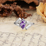 Uniquely Luxurious, Wrapped-Setting, 2-Prong Marquise Cut Amethyst Engagement Ring - Additional view