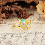Uniquely Luxurious, Wrapped-Setting, 2-Prong Marquise Cut Fire Opal Engagement Ring - Additional view