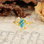 Uniquely Luxurious, Wrapped-Setting, 2-Prong Marquise Cut Turquoise Engagement Ring - Additional view
