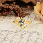 Uniquely Luxurious, Wrapped-Setting, 2-Prong Marquise Cut Black Rutilated Quartz Engagement Ring - Additional view