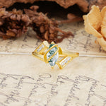 Uniquely Luxurious, Wrapped-Setting, 2-Prong Marquise Cut Moss Agate Engagement Ring - Additional view