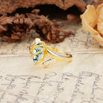 Uniquely Luxurious, Wrapped-Setting, 2-Prong Marquise Cut Moss Agate Engagement Ring - Additional view