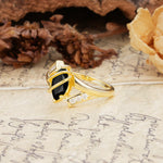 Uniquely Luxurious, Wrapped-Setting, 2-Prong Marquise Cut Black Onyx Engagement Ring - Additional view