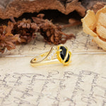 Uniquely Luxurious, Wrapped-Setting, 2-Prong Marquise Cut Black Onyx Engagement Ring - Additional view
