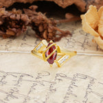 Uniquely Luxurious, Wrapped-Setting, 2-Prong Marquise Cut Garnet Engagement Ring - Additional view