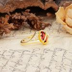 Uniquely Luxurious, Wrapped-Setting, 2-Prong Marquise Cut Garnet Engagement Ring - Additional view