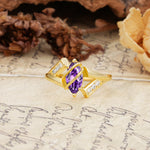 Uniquely Luxurious, Wrapped-Setting, 2-Prong Marquise Cut Amethyst Engagement Ring - Additional view
