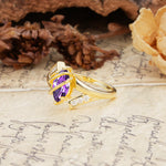 Uniquely Luxurious, Wrapped-Setting, 2-Prong Marquise Cut Amethyst Engagement Ring - Additional view