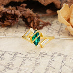 Uniquely Luxurious, Wrapped-Setting, 2-Prong Marquise Cut Emerald Engagement Ring - Additional view