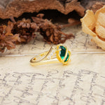 Uniquely Luxurious, Wrapped-Setting, 2-Prong Marquise Cut Emerald Engagement Ring - Additional view