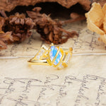 Uniquely Luxurious, Wrapped-Setting, 2-Prong Marquise Cut Moonstone Engagement Ring - Additional view