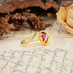 Uniquely Luxurious, Wrapped-Setting, 2-Prong Marquise Cut Ruby Engagement Ring - Additional view