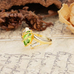 Uniquely Luxurious, Wrapped-Setting, 2-Prong Marquise Cut Peridot Engagement Ring - Additional view