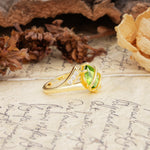 Uniquely Luxurious, Wrapped-Setting, 2-Prong Marquise Cut Peridot Engagement Ring - Additional view