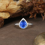 Luxurious and Unique 4-Prong Pear Cut Sapphire Engagement Ring - Additional view