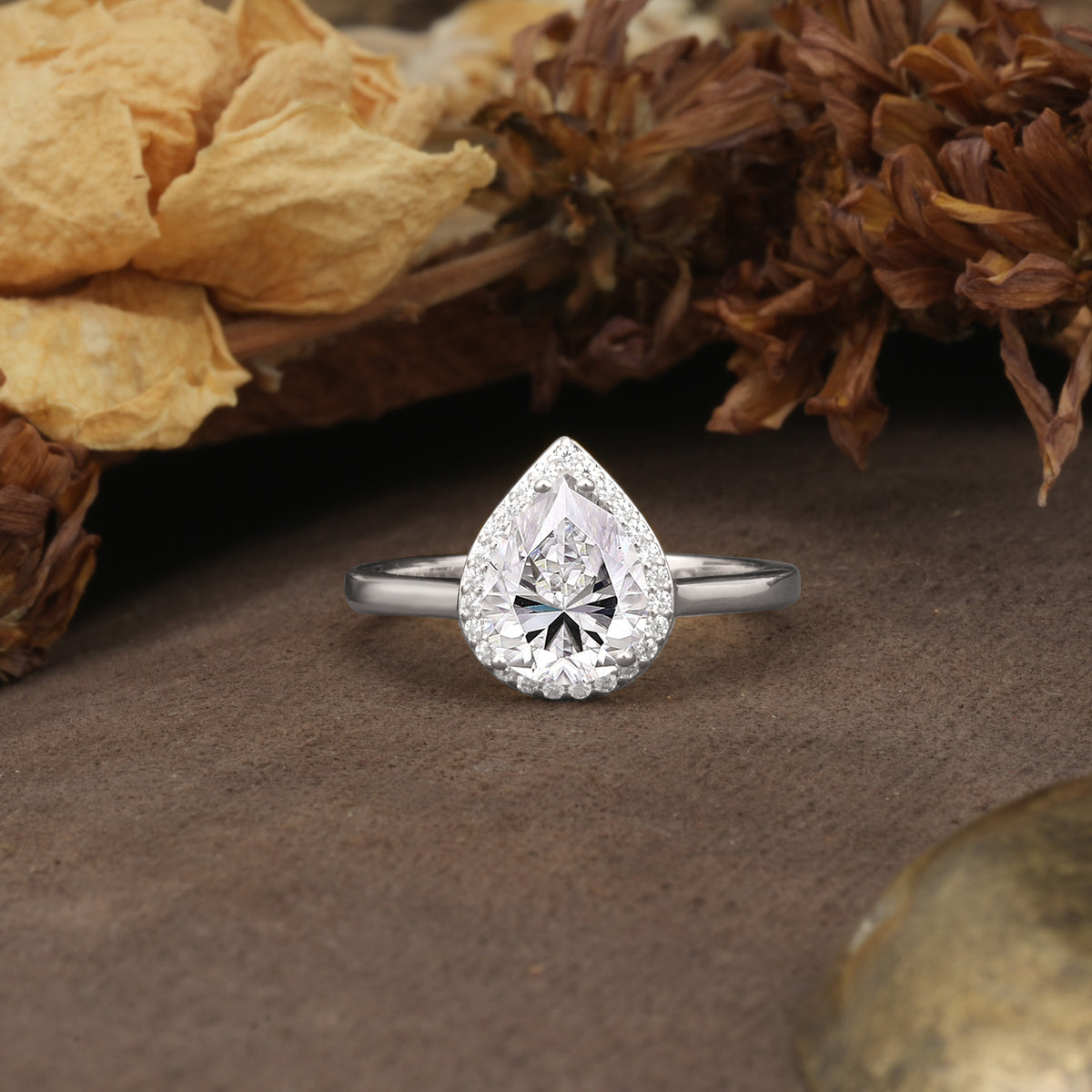 Luxurious and Unique 4-Prong Pear Cut Lab Diamond Engagement Ring - Additional view