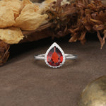 Luxurious and Unique 4-Prong Pear Cut Garnet Engagement Ring - Additional view