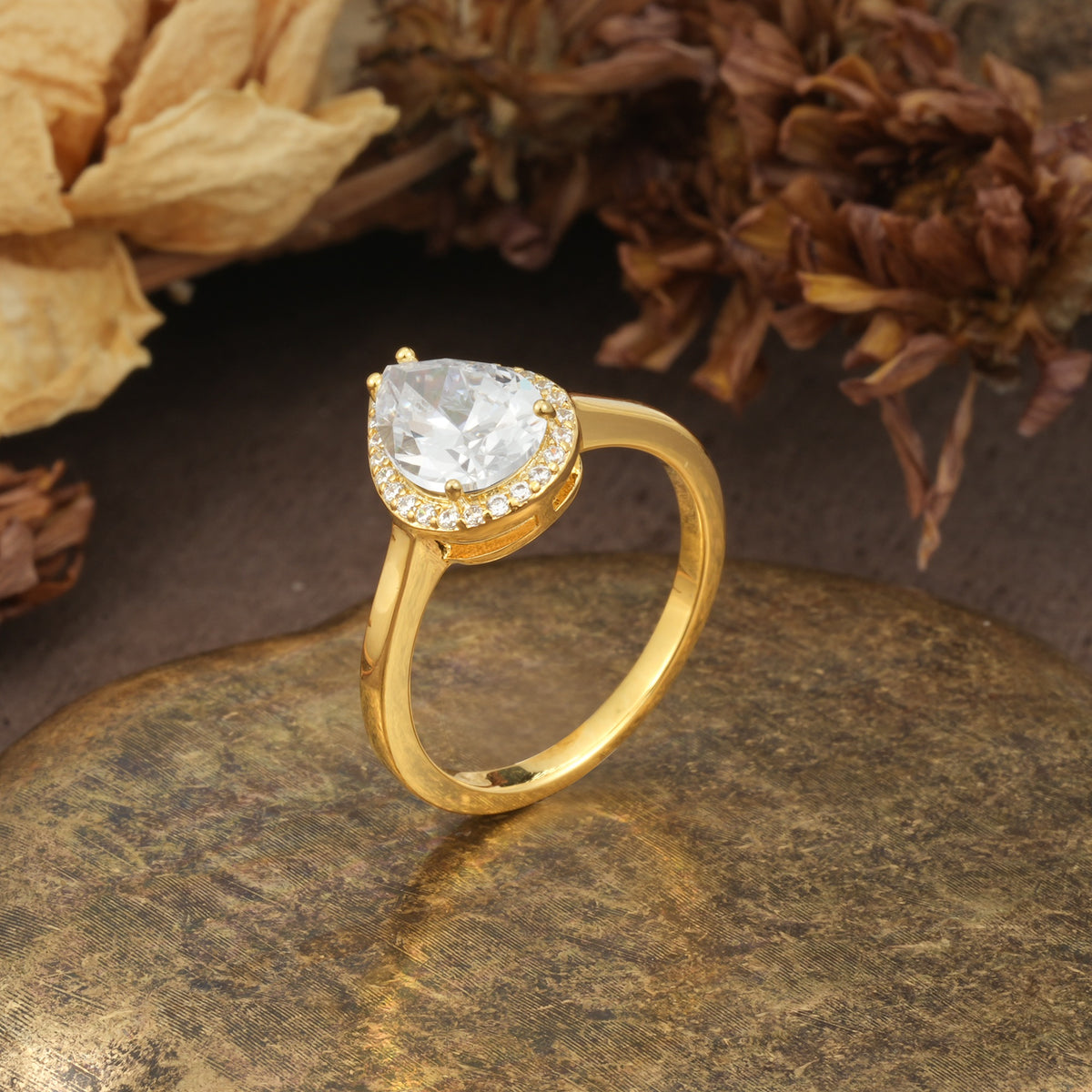 Luxurious and Unique 4-Prong Pear Cut Moissanite Engagement Ring - Additional view