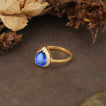 Luxurious and Unique 4-Prong Pear Cut Sapphire Engagement Ring - Additional view