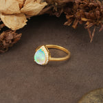 Luxurious and Unique 4-Prong Pear Cut Fire Opal Engagement Ring - Additional view