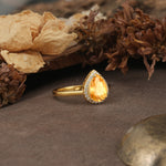Luxurious and Unique 4-Prong Pear Cut Citrine Engagement Ring - Additional view