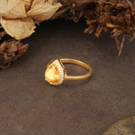 Luxurious and Unique 4-Prong Pear Cut Citrine Engagement Ring - Additional view