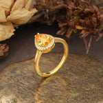 Luxurious and Unique 4-Prong Pear Cut Citrine Engagement Ring - Additional view