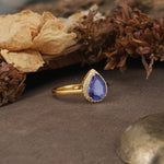 Luxurious and Unique 4-Prong Pear Cut Tanzanite Engagement Ring - Additional view