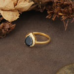 Luxurious and Unique 4-Prong Pear Cut Black Onyx Engagement Ring - Additional view