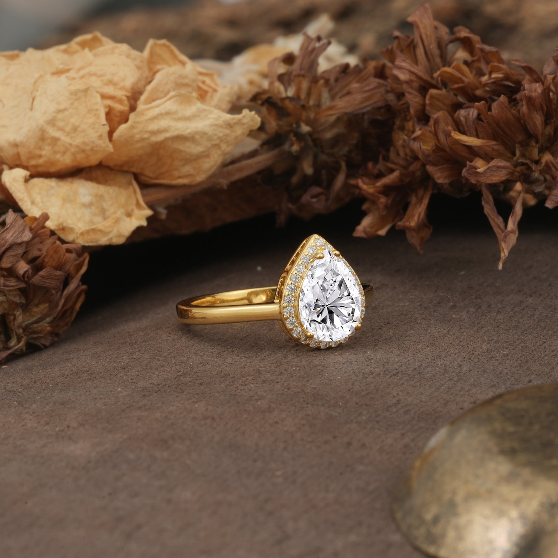 Luxurious and Unique 4-Prong Pear Cut Lab Diamond Engagement Ring - Additional view