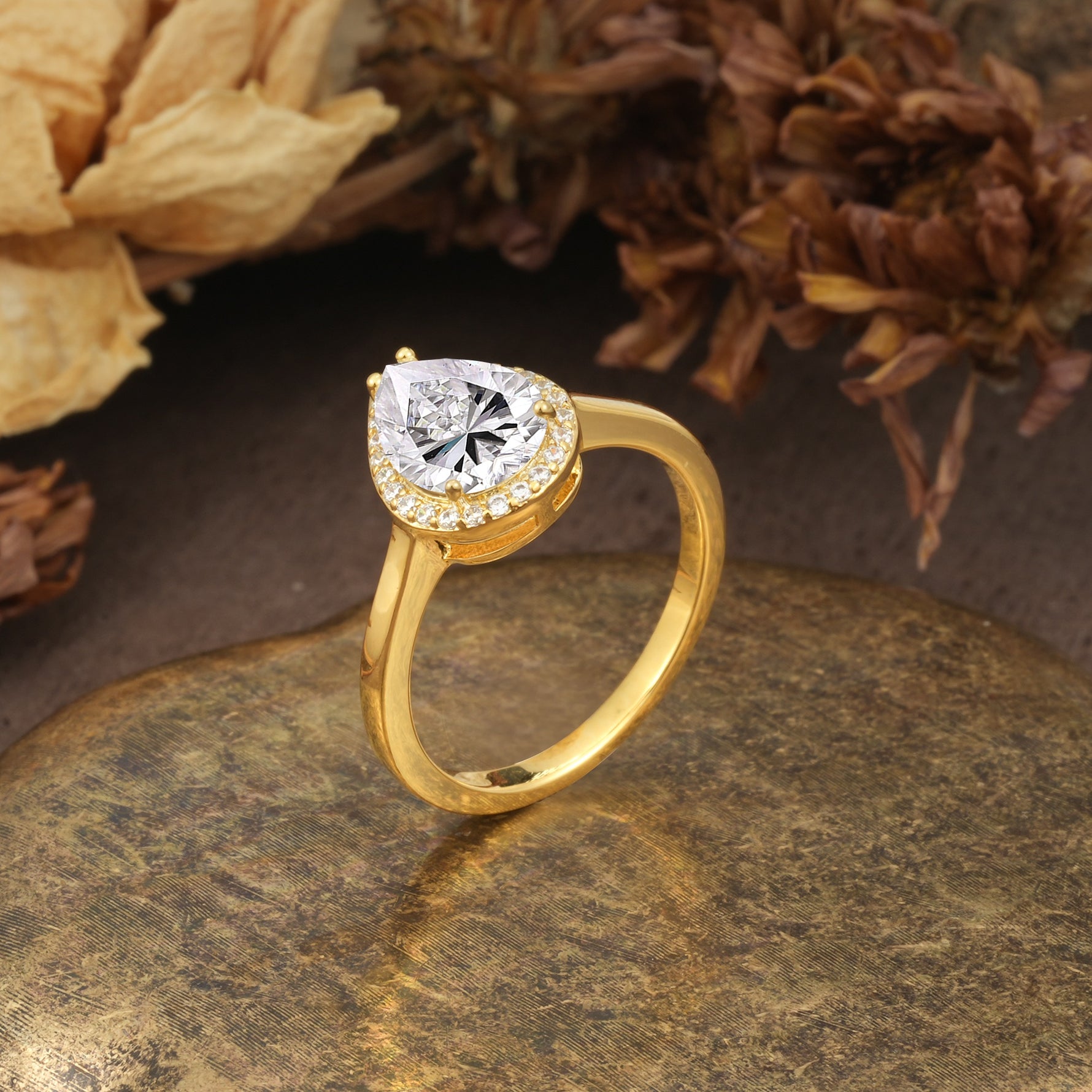 Luxurious and Unique 4-Prong Pear Cut Lab Diamond Engagement Ring - Additional view