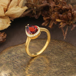 Luxurious and Unique 4-Prong Pear Cut Garnet Engagement Ring - Additional view