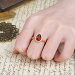 Luxurious and Unique 4-Prong Pear Cut Garnet Engagement Ring - Additional view