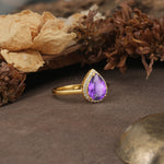Luxurious and Unique 4-Prong Pear Cut Amethyst Engagement Ring - Additional view