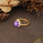 Luxurious and Unique 4-Prong Pear Cut Amethyst Engagement Ring - Additional view