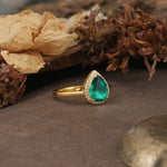 Luxurious and Unique 4-Prong Pear Cut Emerald Engagement Ring - Additional view