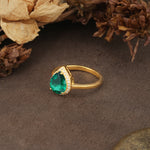 Luxurious and Unique 4-Prong Pear Cut Emerald Engagement Ring - Additional view