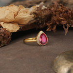 Luxurious and Unique 4-Prong Pear Cut Ruby Engagement Ring - Additional view