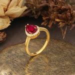 Luxurious and Unique 4-Prong Pear Cut Ruby Engagement Ring - Additional view