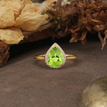 Luxurious and Unique 4-Prong Pear Cut Peridot Engagement Ring - Additional view