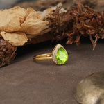 Luxurious and Unique 4-Prong Pear Cut Peridot Engagement Ring - Additional view