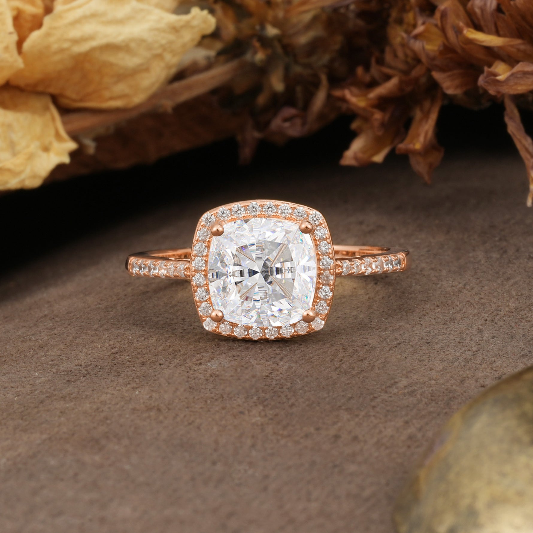Luxurious and Unique 4-Prong Princess Cut  Moissanite Engagement Ring - Additional view